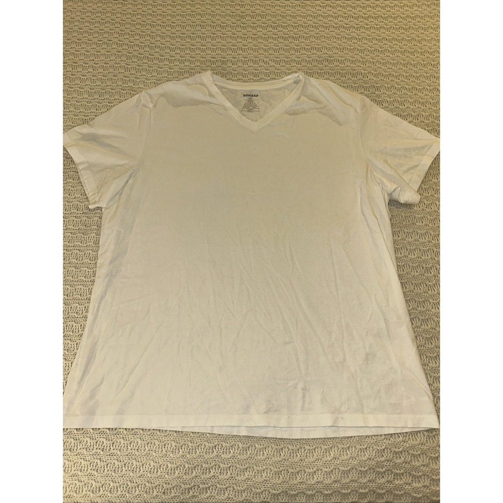 Bombas Men's 3XL White Short Sleeve T Shirt 100% Pima Cotton V Neck